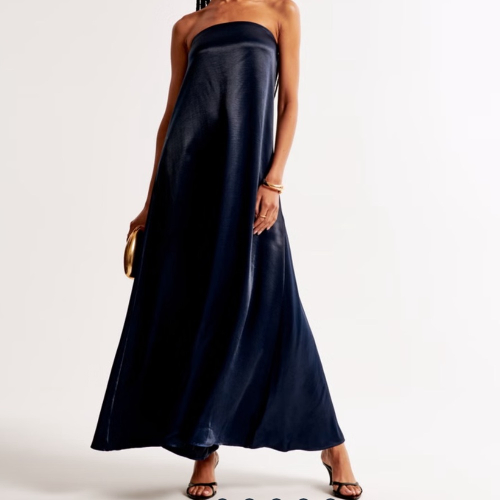 Abercrombie Strapless Trapeze Maxi Dress - Size S/Dark Indigo